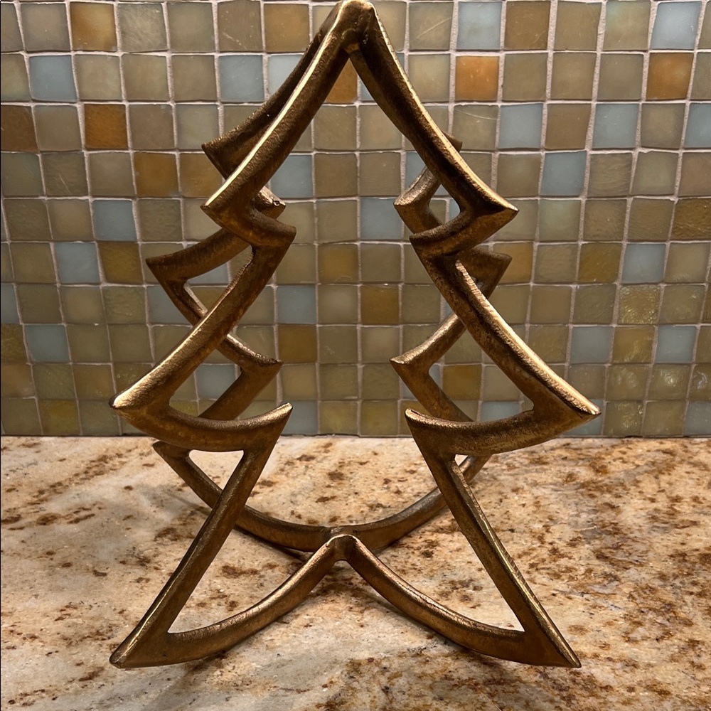 West Elm 3D Gold Metal Christmas Tree Decoration centerpiece
